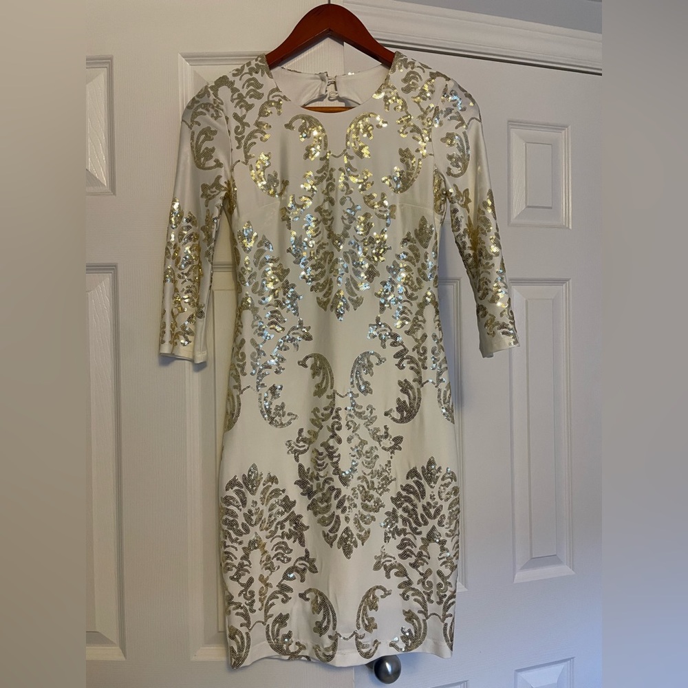 B. Darlin XS beige and gold mini dress